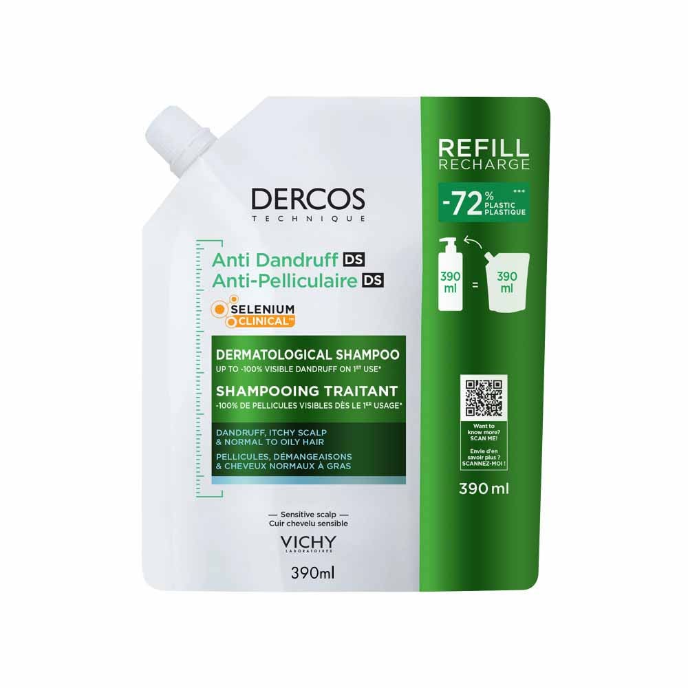 Vichy Dercos Recarga ecológica champú anticaspa para caspa y picores cabello normal a graso 390 ml