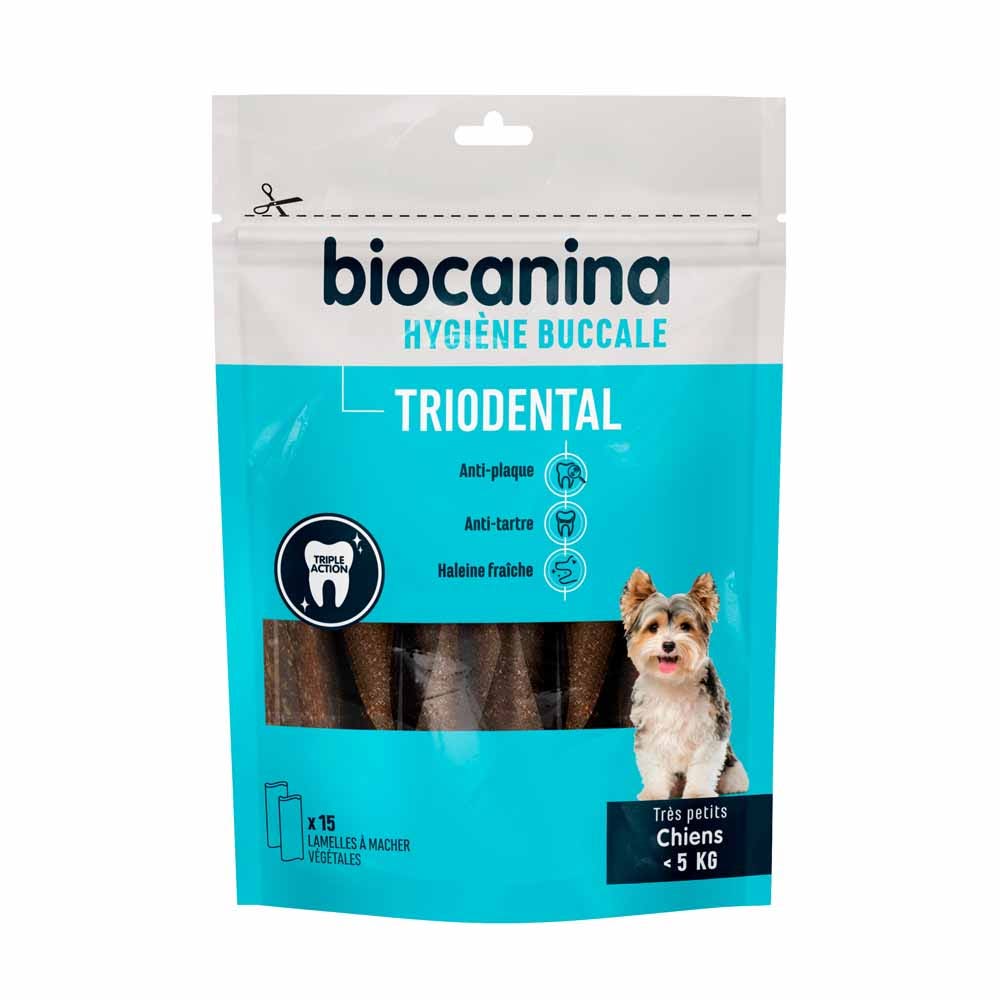 Biocanina Higiene Láminas para masticar Triodental perros de menos de 5kg x15