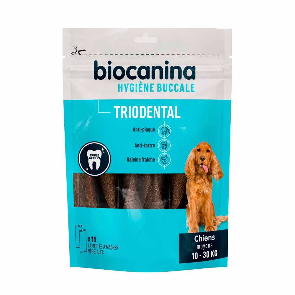 Biocanina Higiene Láminas masticables Triodental Perros medianos 10-30 kg x15