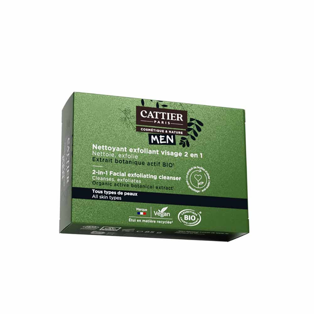 Cattier Hombre Limpiador Exfoliante 2 en 1 - Solidea orgánica 85g