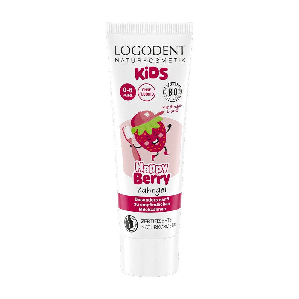Logona Gel dentífrico Happy Kids fresa bio sin flúor 75 ml