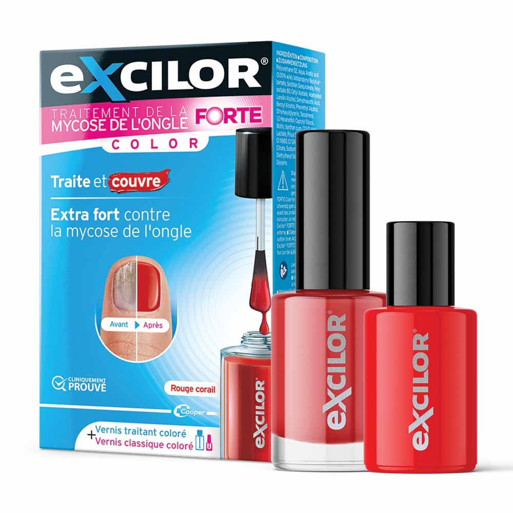 Excilor Tratamiento de los hongos en las uñas Fuerte Color Rojo Coral 30 ml