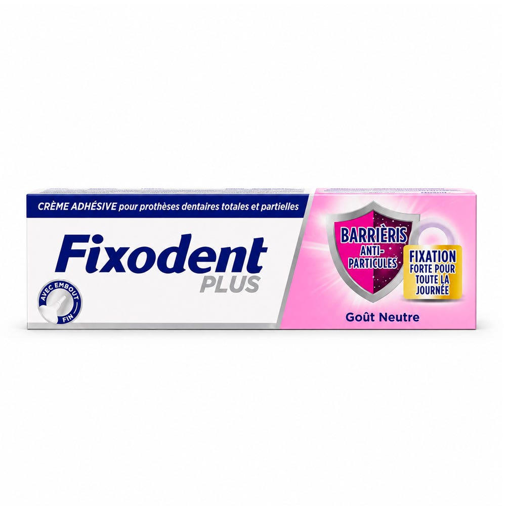 Fixodent Pro plus Crema adhesiva para prótesis totales y parciales barrera antipartículas 35 g