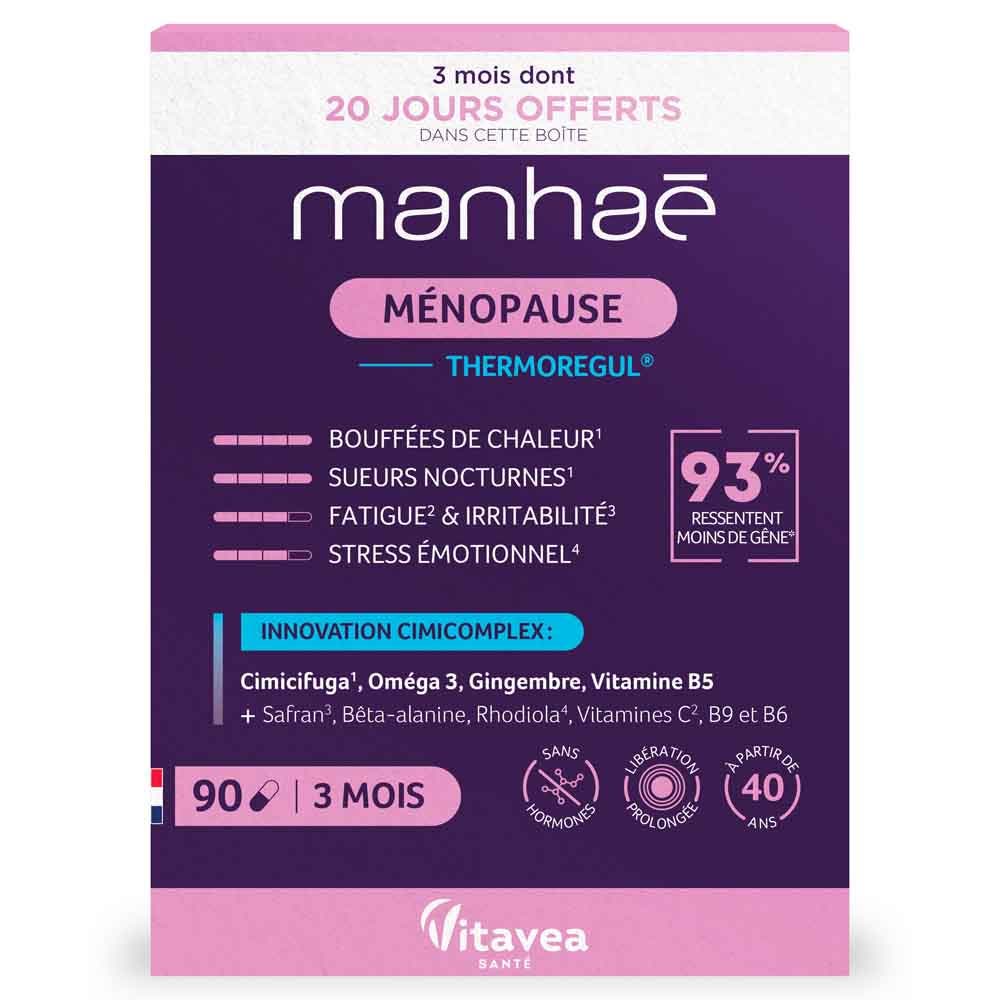 Manhaé Ménopause Thermoregul sofocos estrés y vitalidad 90 cápsulas