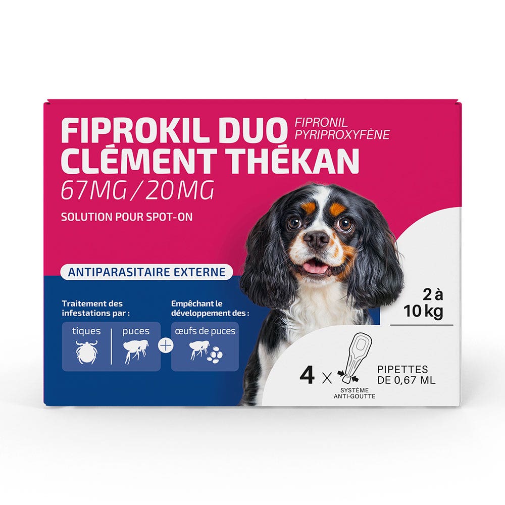 Clement-Thekan Fiprokil Anti pulgas y garrapatas dúo perro 2-40kg 4 pipetas