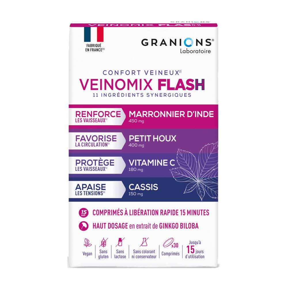 Granions Veinomix Flash 1200 mg Circulación venosa 30 comprimidos