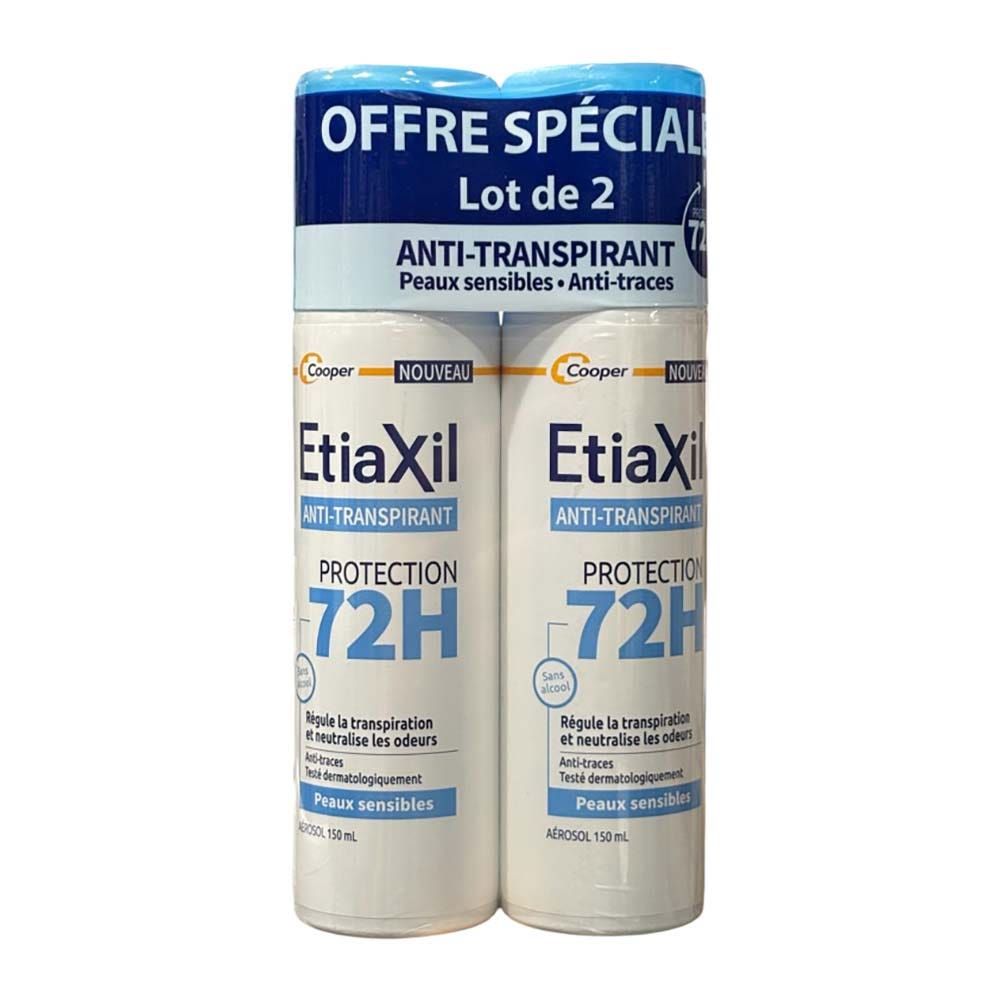 Etiaxil Antitranspirante Desodorante en aerosol protección 72 h piel sensible 2 x 150 ml