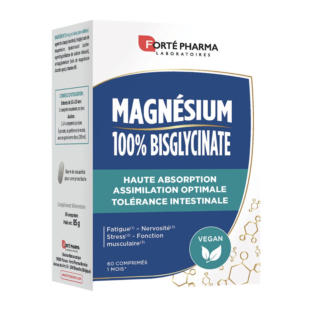 Forté Pharma Magnesio 100 % bisglicinato alta absorción 60 comprimidos