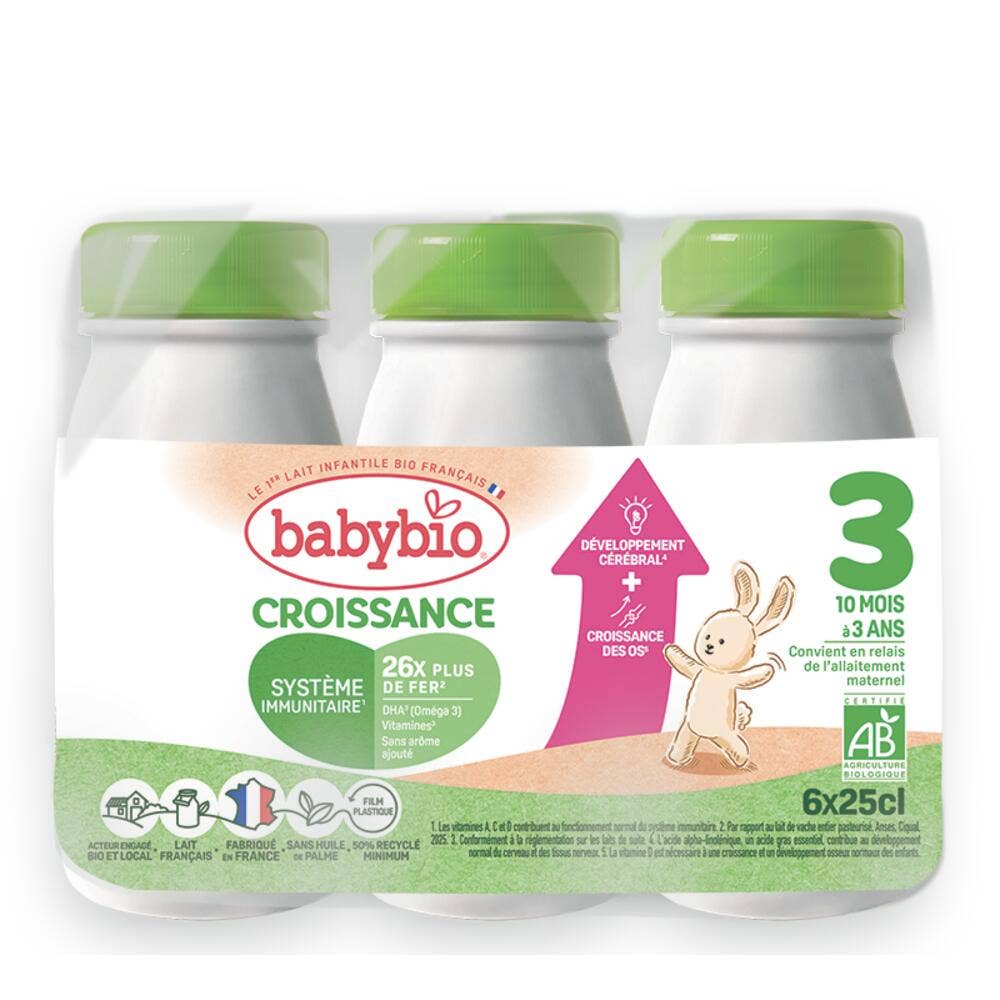 Babybio Crecimiento orgánico Leche A partir de 10 meses 6x25cl