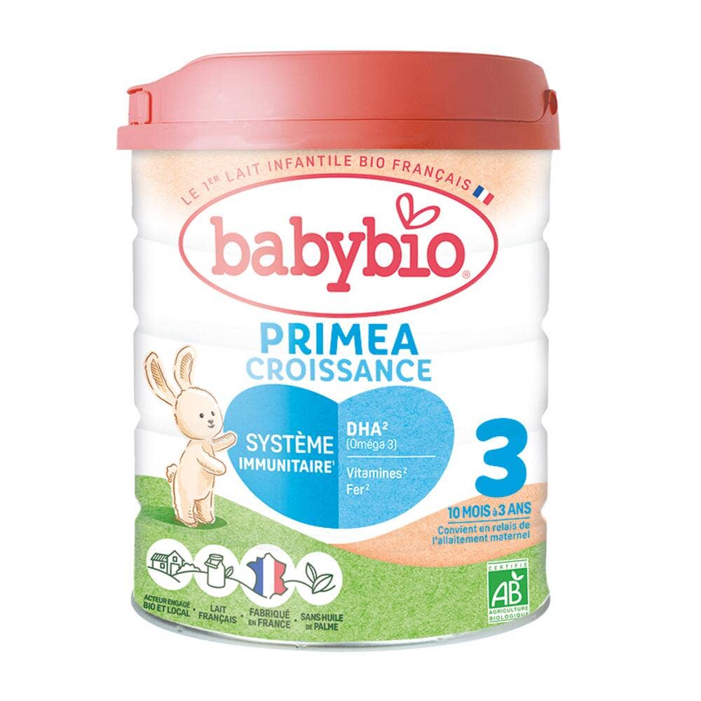 Babybio Leches Infantiles Primea 3 Crecimiento Ecológico Leche en Polvo 10 Meses a 3 Años De 10 Mois A 3 Ans 800g
