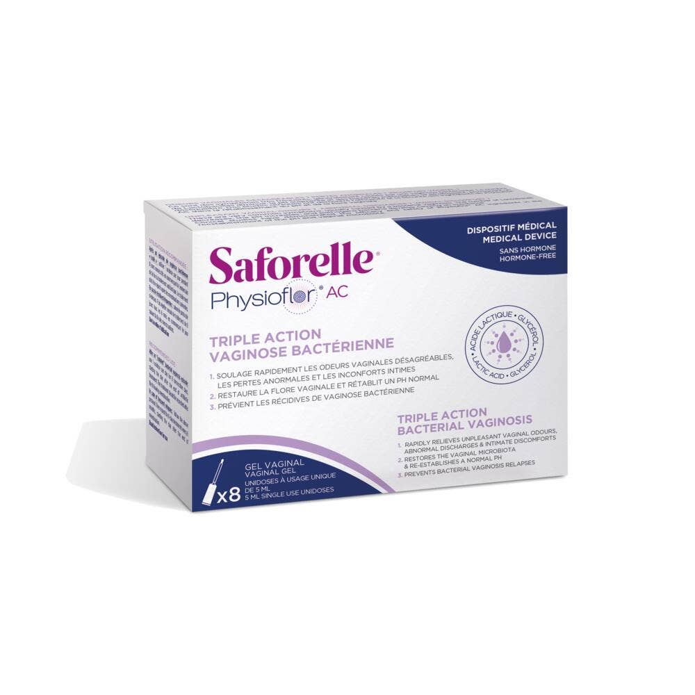 Saforelle Physioflor AC 8 Unidoses Gel Vaginal Vaginosis Bacteriana 40 ml