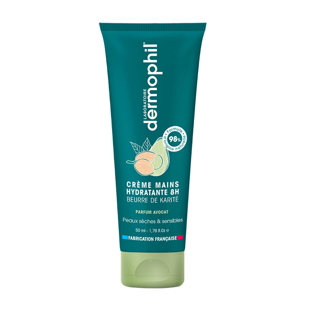 Dermophil Indien Crema hidratante de manos con manteca de karité con aroma de aguacate 50 ml