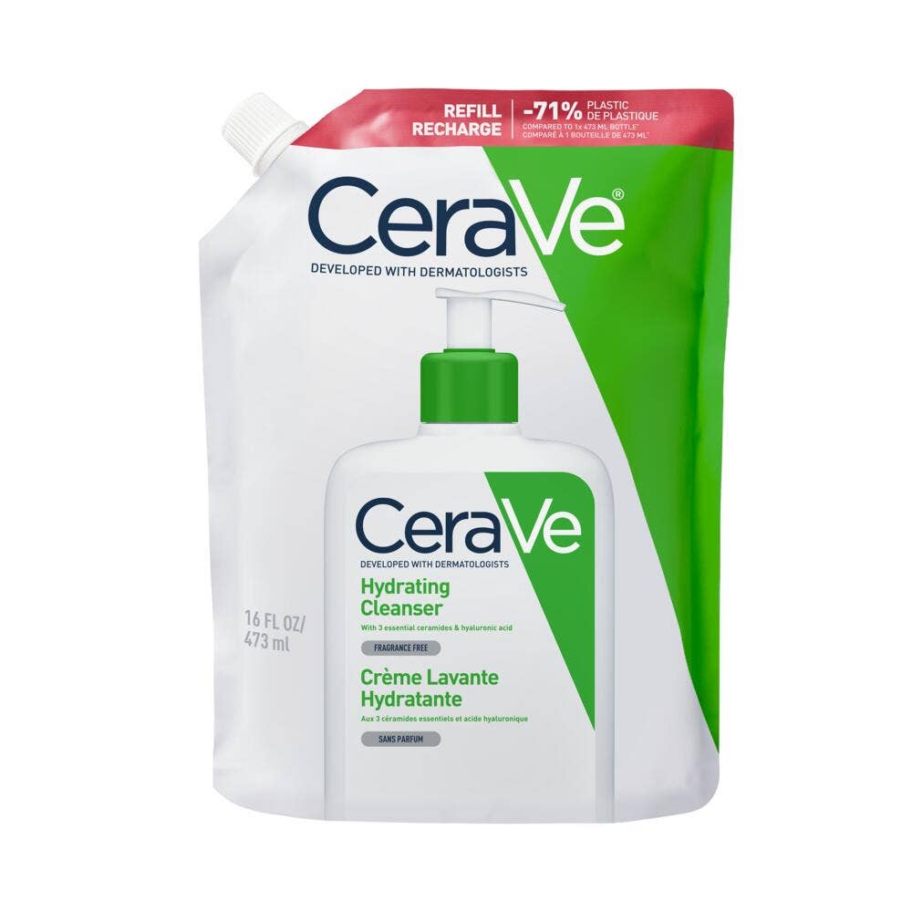 Cerave Cleanse Cuerpo Recarga ecológica de crema limpiadora hidratante para rostro y cuerpo piel normal a seca 473 ml