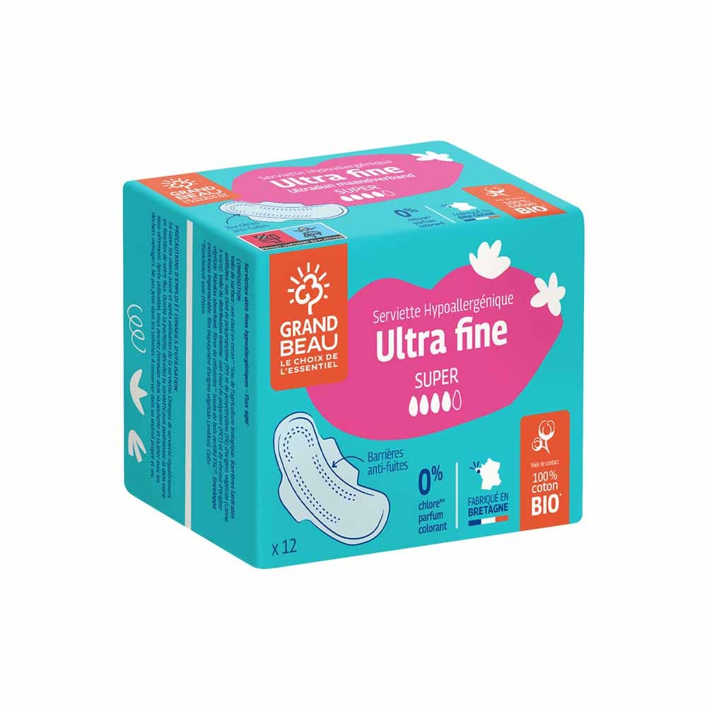 Grand beau Compresa hipoalergénica ultrafina super x 12