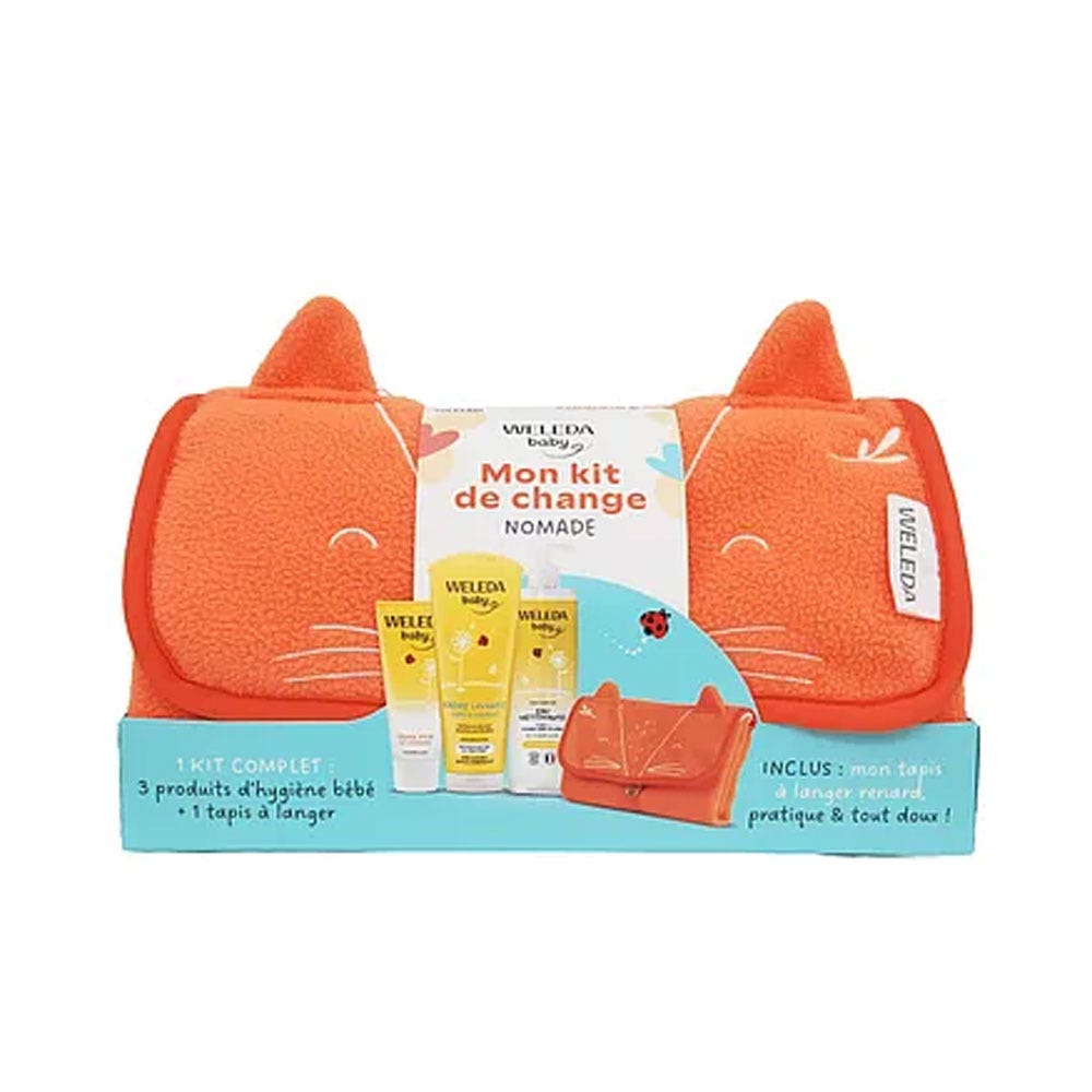 Weleda Caléndula Kit cambiador portátil para bebé agua limpiadora + crema para el cambio + crema limpiadora
