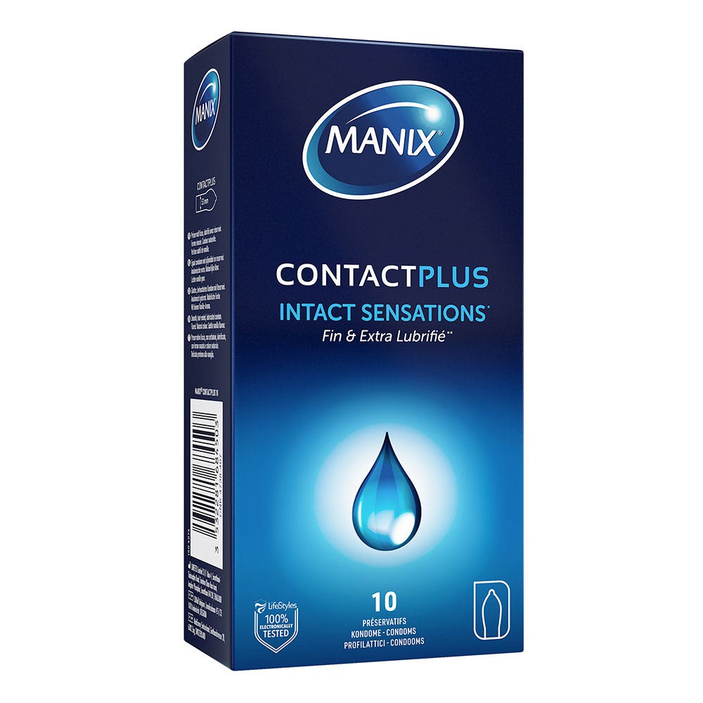 Manix Contact Plus Preservativos finos y con lubricación extra 10 unidades