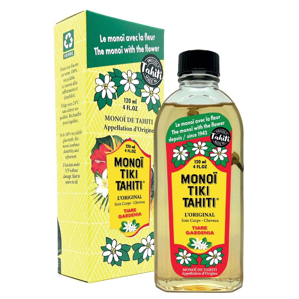 Tiki Monoï de Tahití Tiare Gardenia cuerpo y cabello 120 ml