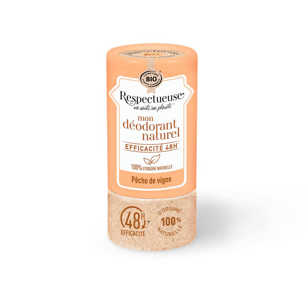 Respectueuse Desodorante en stick natural 48h melocotón de vid 50 g