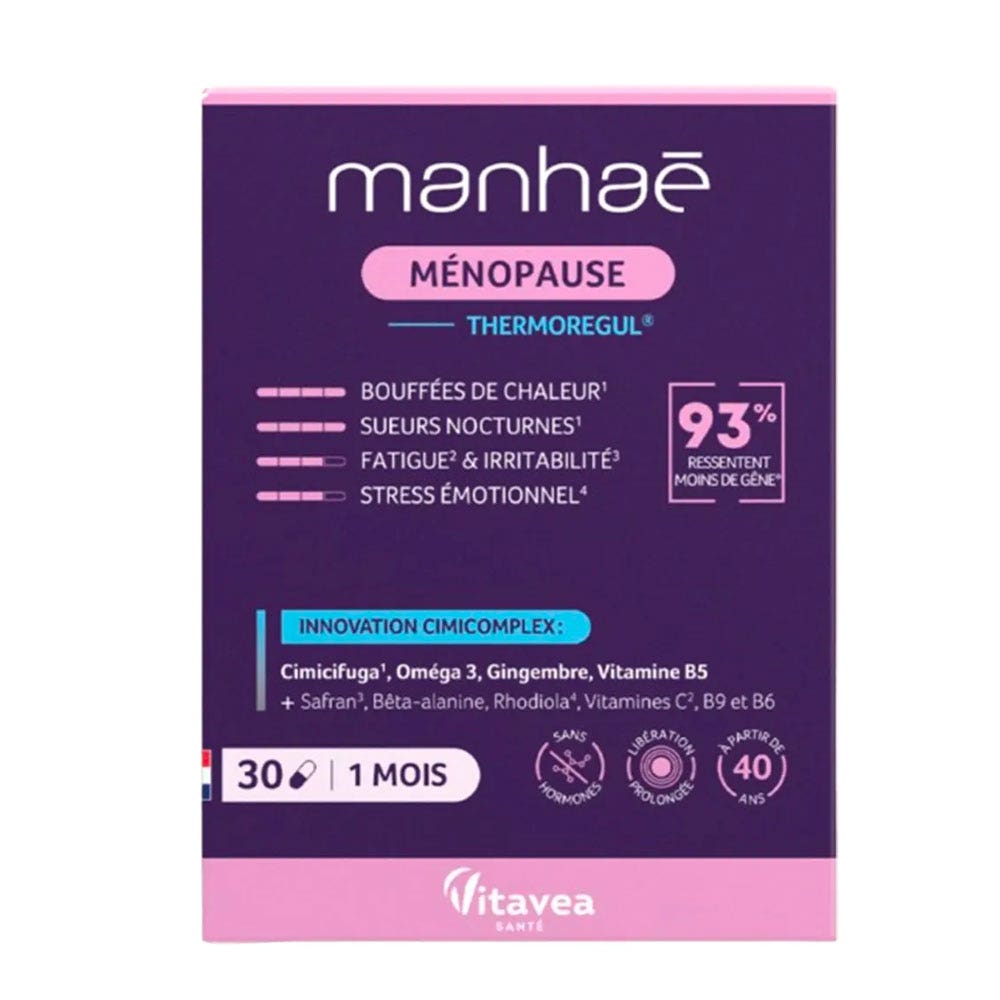 Manhaé Menopausia Thermoregul sofocos estrés y vitalidad 30 cápsulas