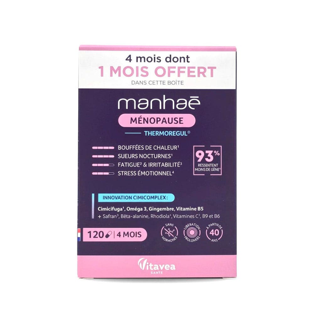 Manhaé Menopausia Thermoregul sofocos estrés y vitalidad 120 cápsulas