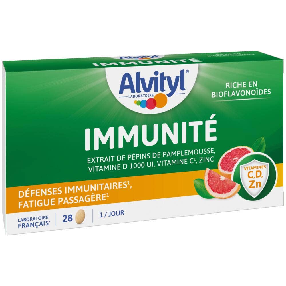 Alvityl Inmunidad - Vitaminas D, C, zinc y extracto de semillas de pomelo 28 comprimidos