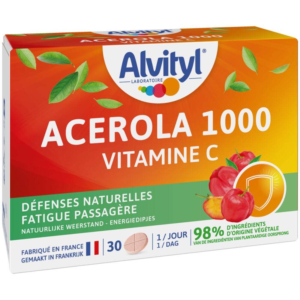 Alvityl Acerola 1000 vitamina C para el sistema inmunitario 30 Comprimidos Masticables