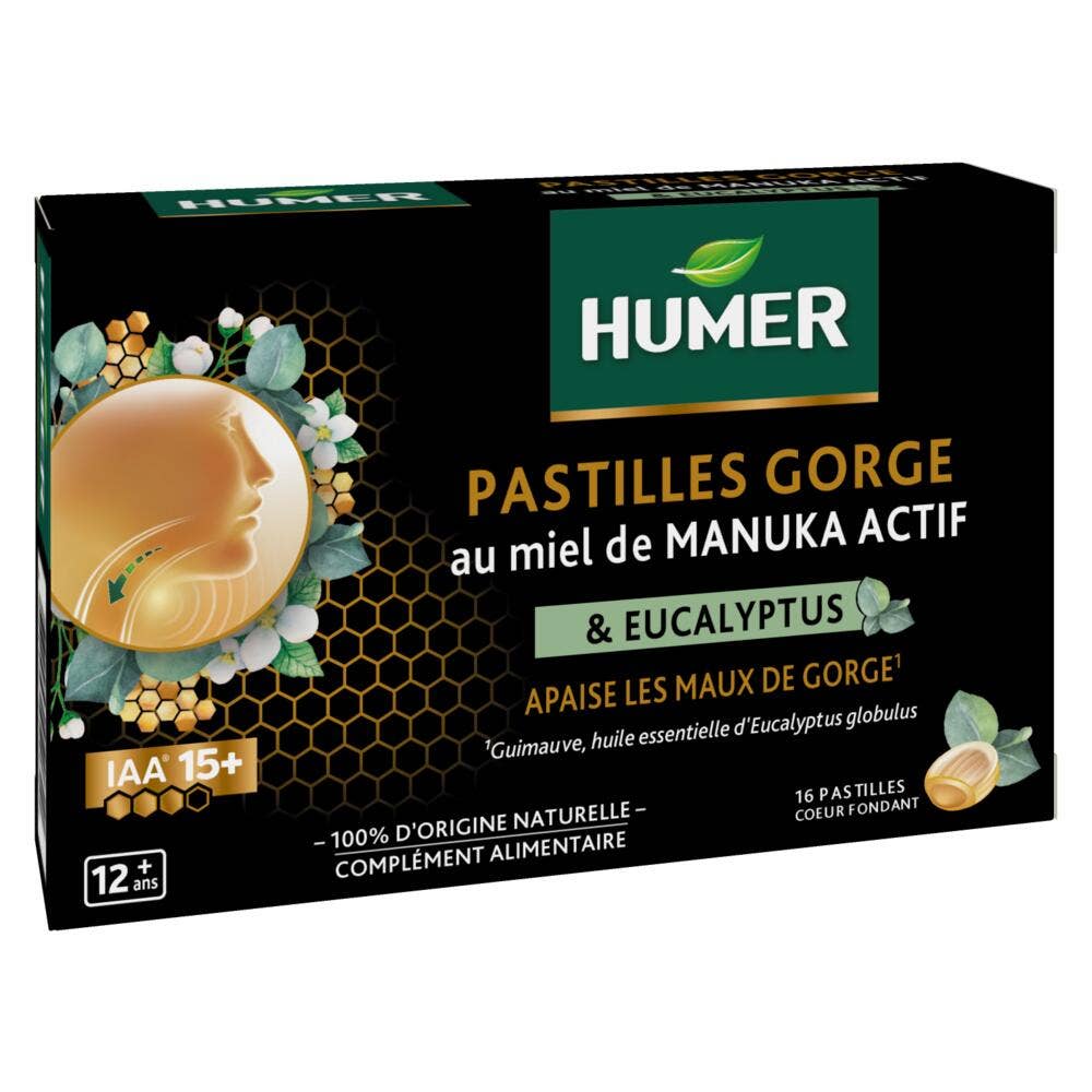 Humer Pastillas para la garganta con miel de Manuka activa 16 pastillas