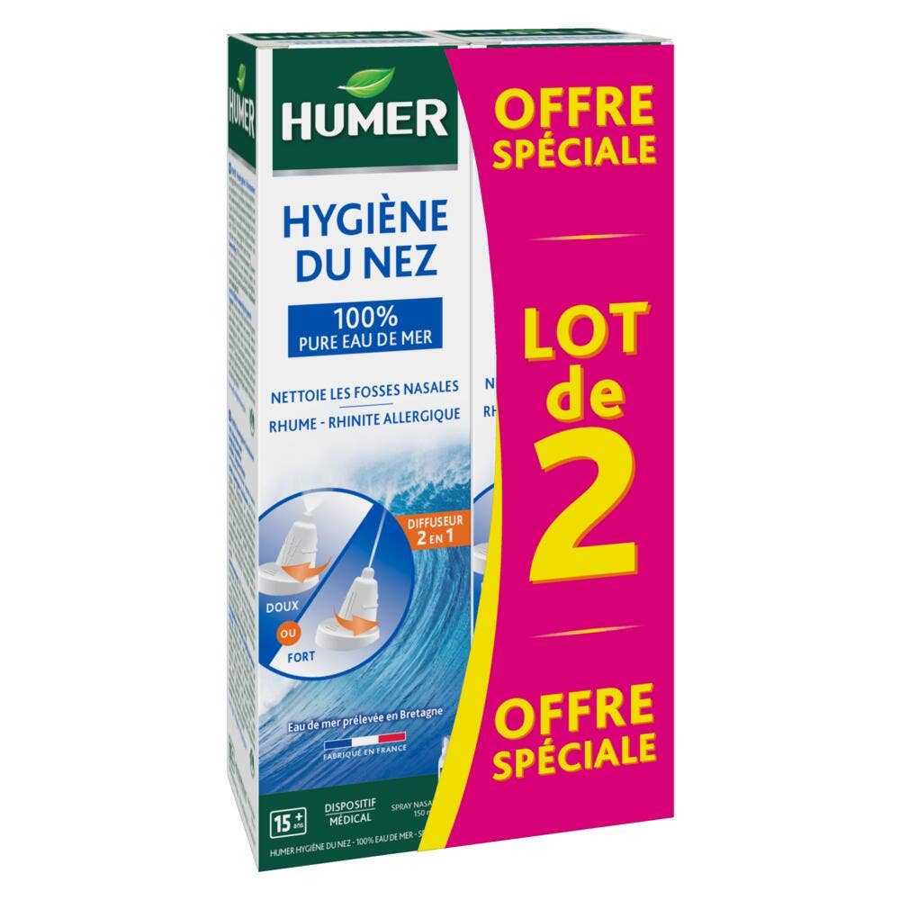 Humer Higiene nasal agua de mar isotónica adultos 2x150ml