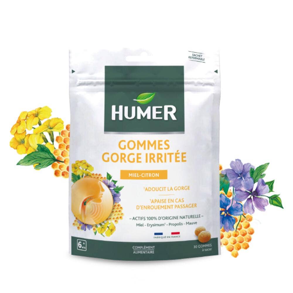 Humer Gorge Irritée Arôme Citron 30 Gommes