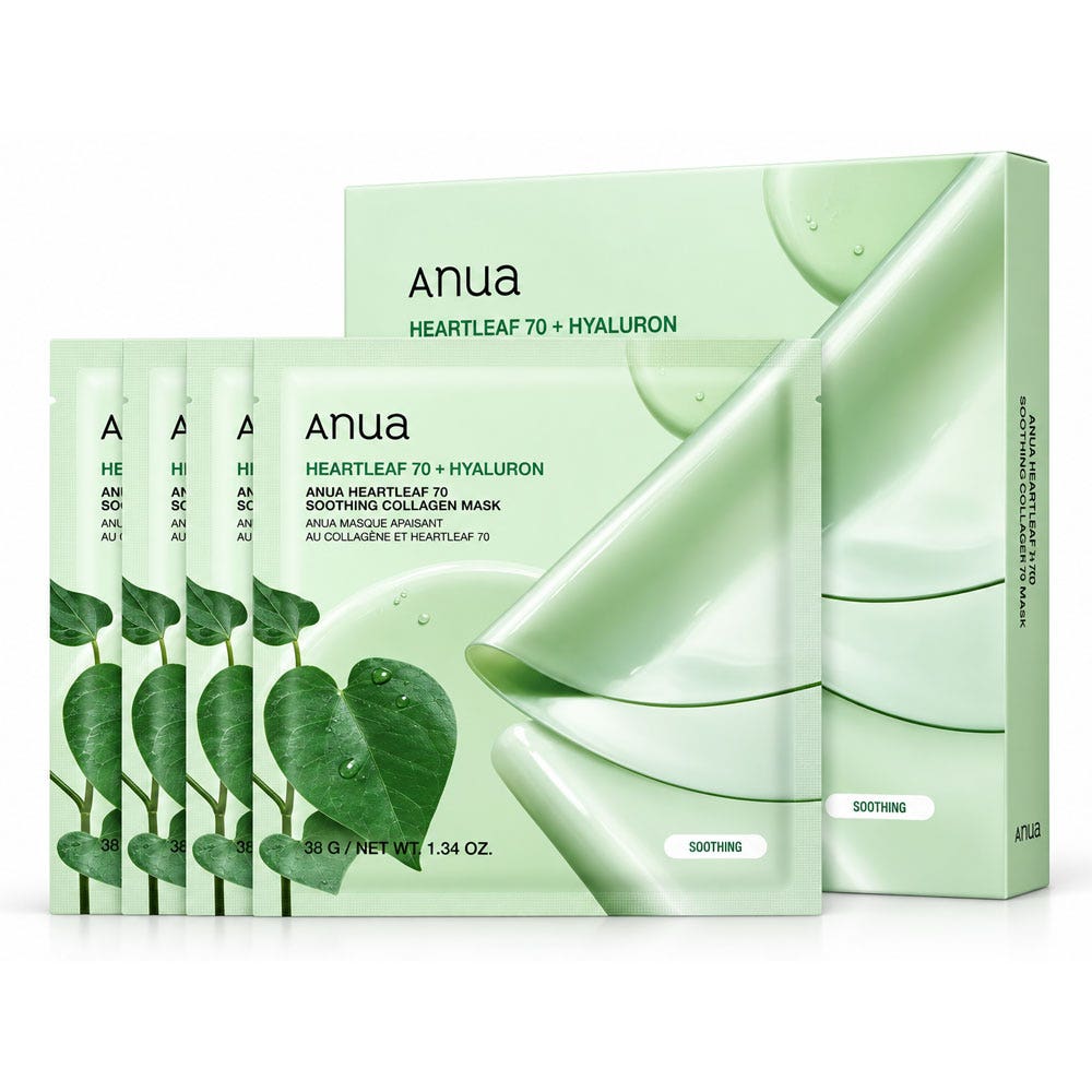 Anua Heartleaf 70 Soothing Collagen Mask 4 mascarillas