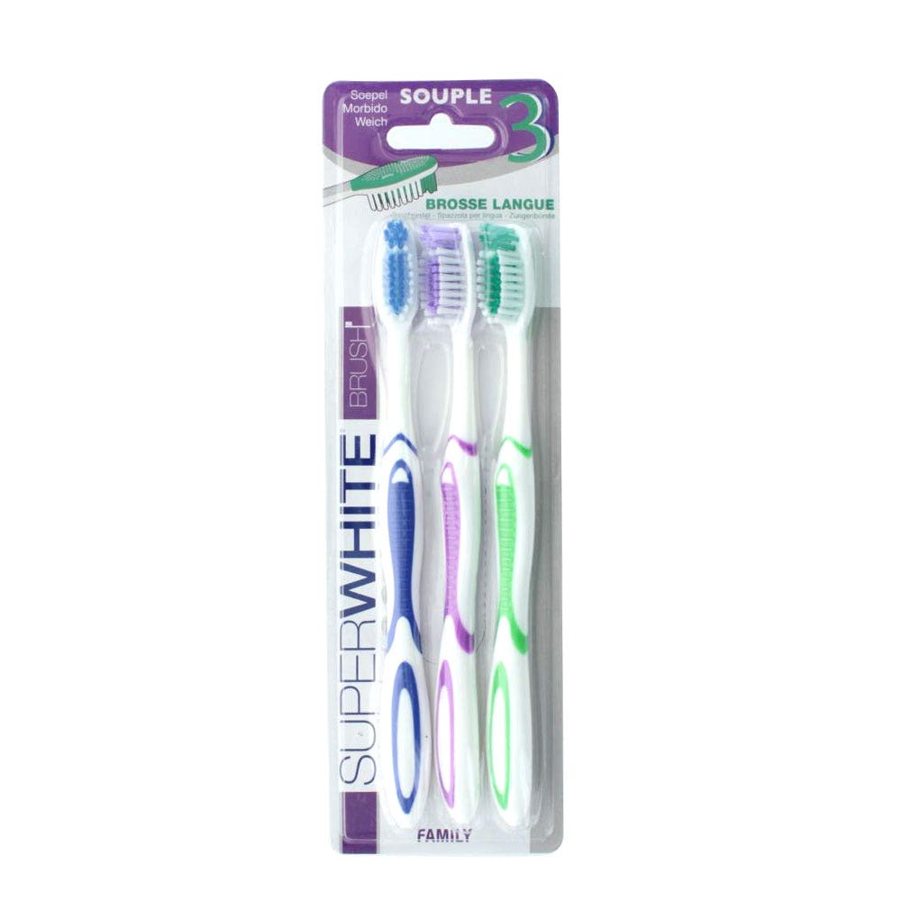 Superwhite Cepillo de dientes suave Family X3