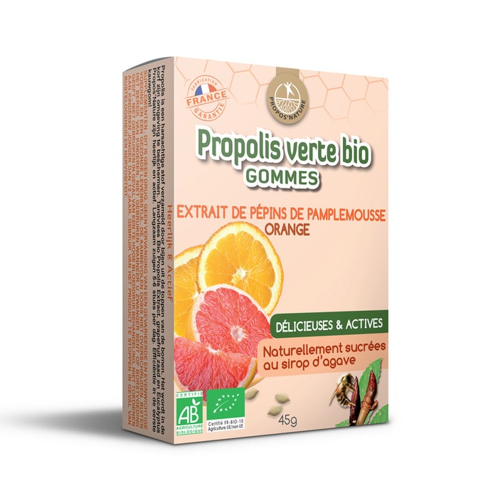 Propos'Nature Goma de Propolis Verde Ecológica Semillas de Pomelo y Naranja 45g