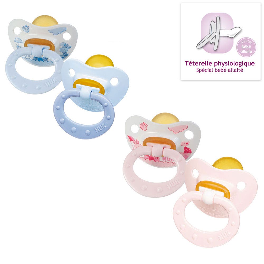 Nuk 2 Chupetes de Goma Colección Rosa y Azul 6-18 Meses