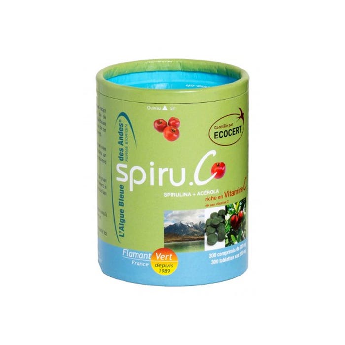 Spiru.c Espirulina + Acerola 300 Comprimidos Flamant Vert
