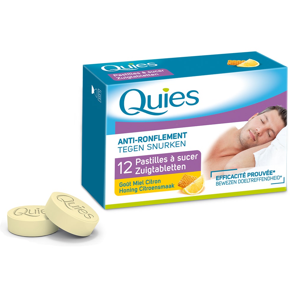 Quies Pastillas antirronquidos sabor miel y limón x12