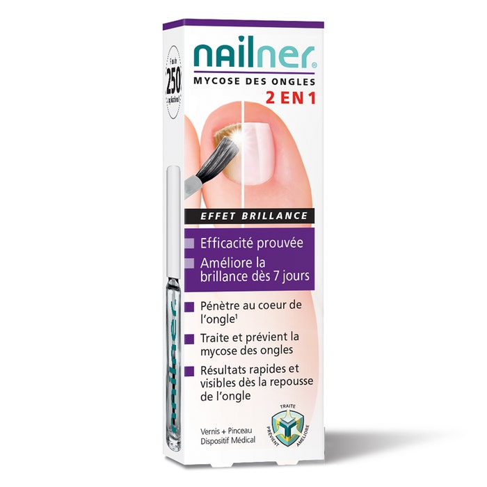 Esmalte 2 En 1 Micosis uñas Efecto Brillo 5ml Nailner