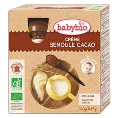 Babybio Postre lácteo crema de cacao con sémola bio a partir de 8 meses 4x85g
