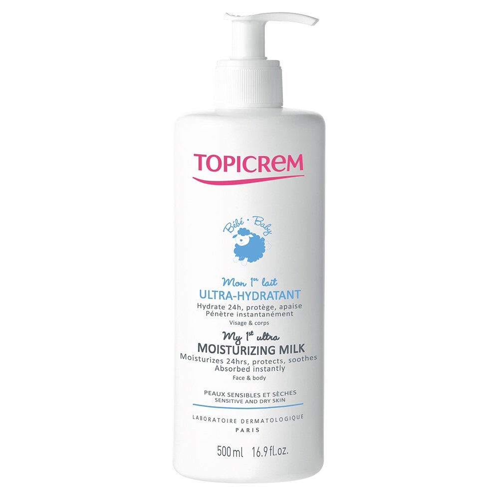 Topicrem Bebé Mi Primera Leche Ultrahidratante Rostro y Cuerpo Bebé Peaux Sensibles Et Seches 500ml