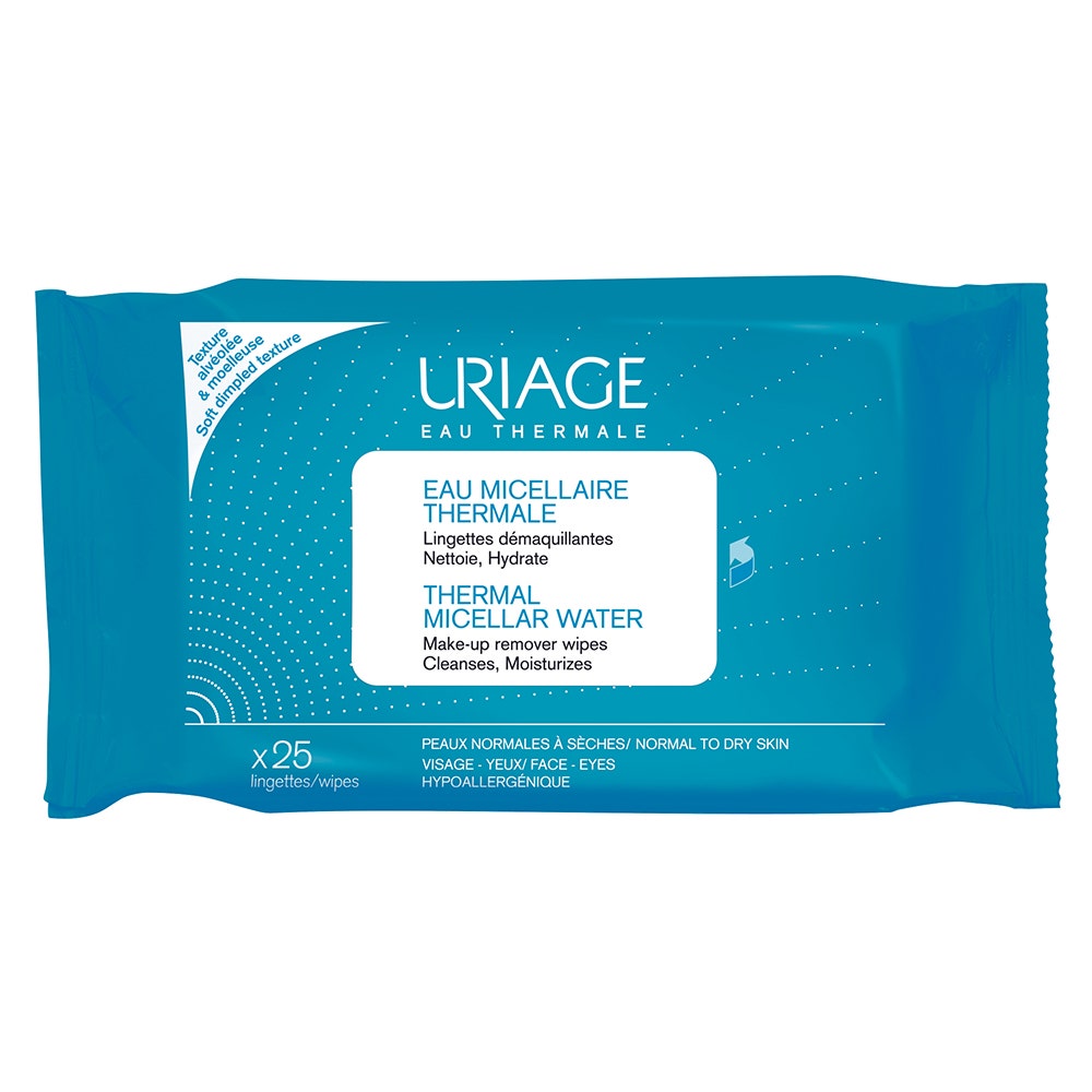 Uriage Higiene facial Toallitas Desmaquillantes Agua Micelar Termal Pieles Normales A Secas x25