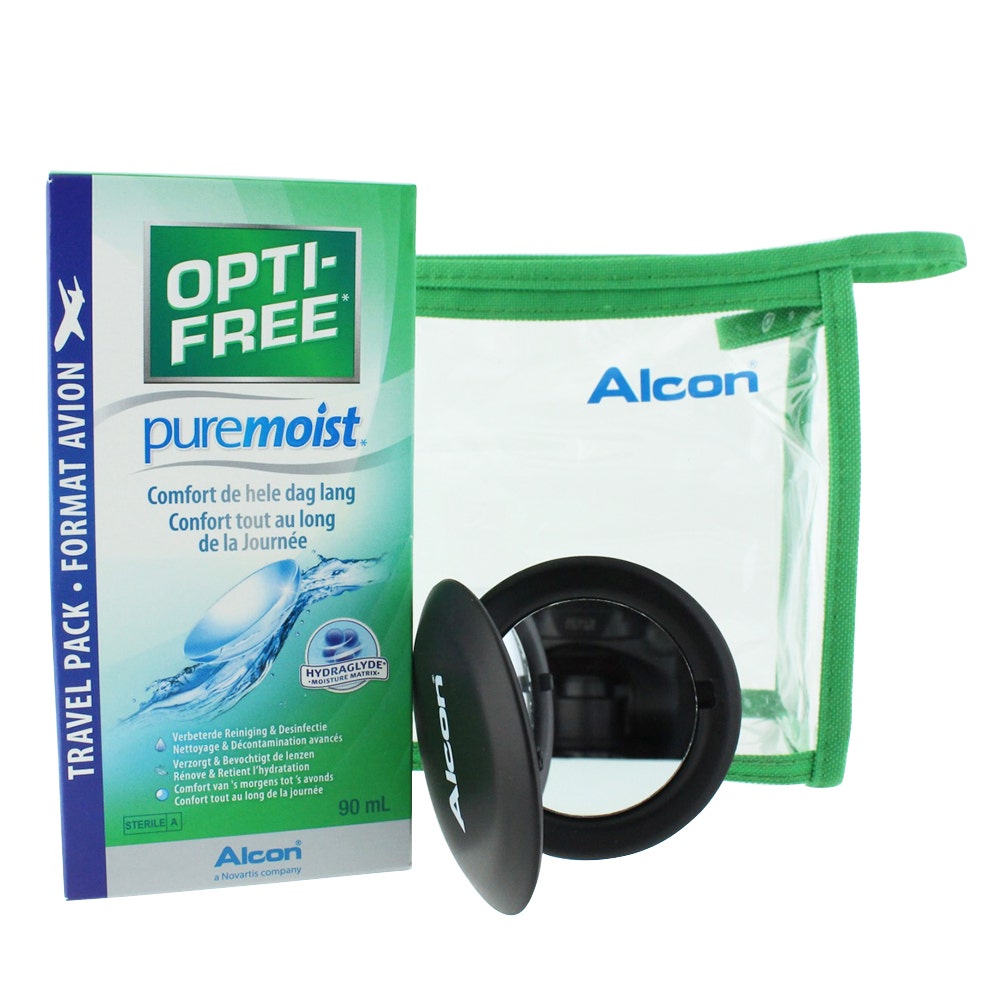Alcon Opti Free Pure Moist Solution Multi-fonctions De Decontamination + Trousse + Miroir 90 ml