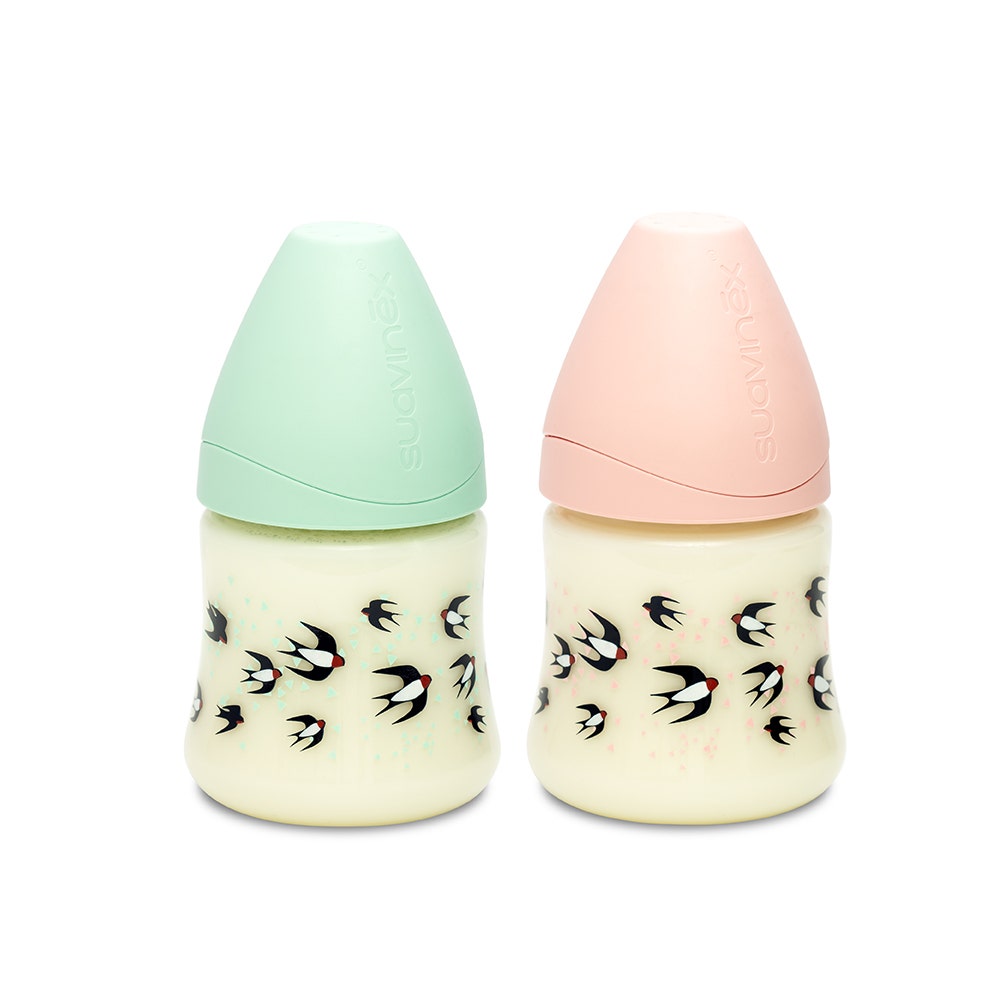 Suavinex Swallows Biberón de silicona de 3 velocidades 0-6 meses 150 ml