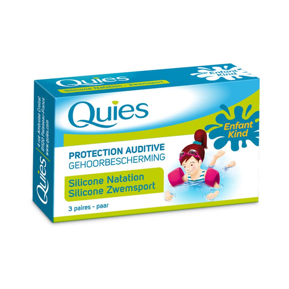 Quies Proteccion Auditiva Silicona Natacion Infantil 3 Pares
