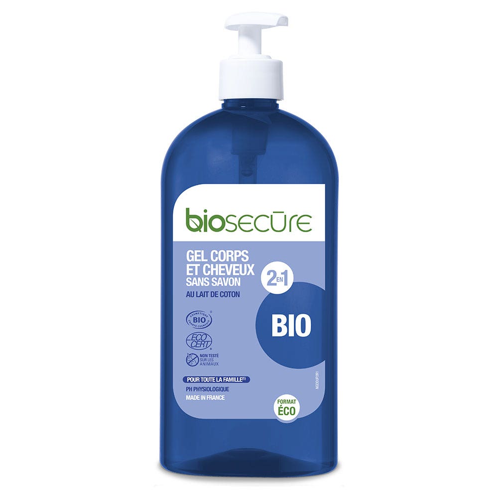 Bio Secure Gel para Cuerpo y cabello sin jabón ecológico leche de algodón 500ml