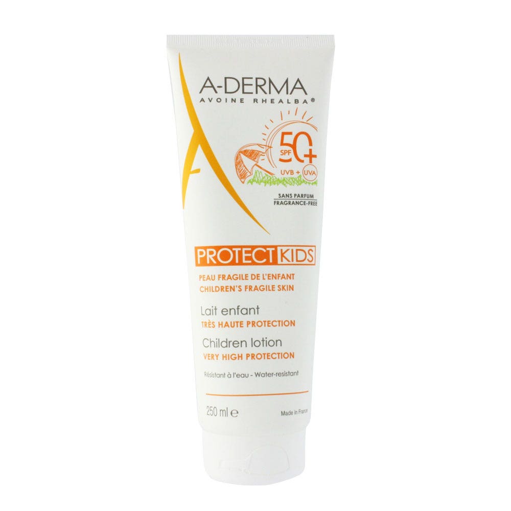 A-Derma Protect Loción infantil protección solar muy alta SPF50+ Kids 250ml