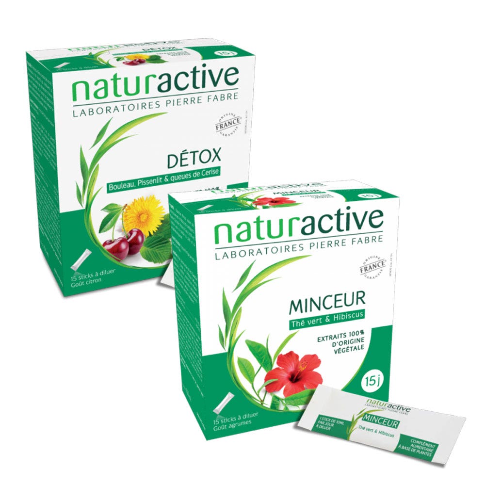 Naturactive Pérdida de peso Duo Detox Minceur 2x15 Sticks Goût Agrumes 15 Sticks à Diluer