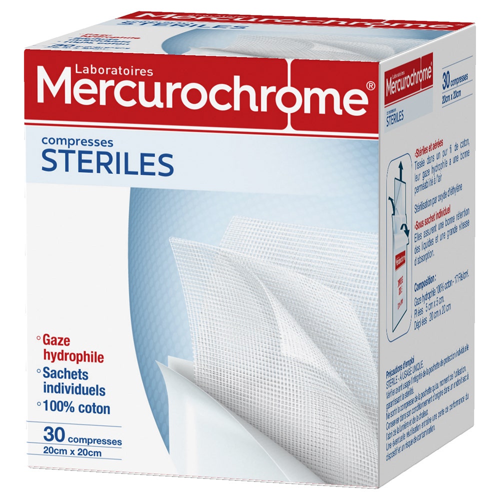 Mercurochrome Compresas estériles 20cmx20cm X30