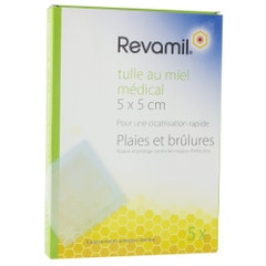 Revamil Gasa Con Miel Medicinal 5x5cm 5 Unidades