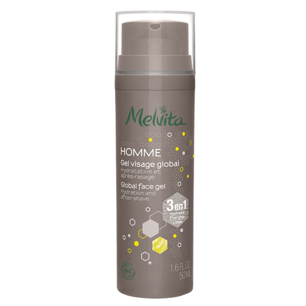 Melvita Gel facial global 3 en 1 bio hidratación y aftershave hombre 50ml