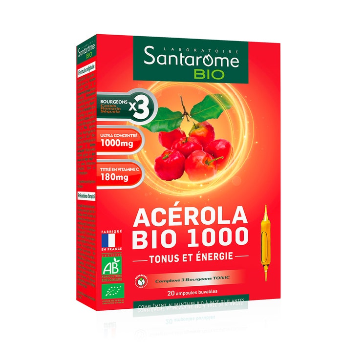 Santarome Bio Acerola 1000 20 Ampollas Vitamine C naturelle 200ml