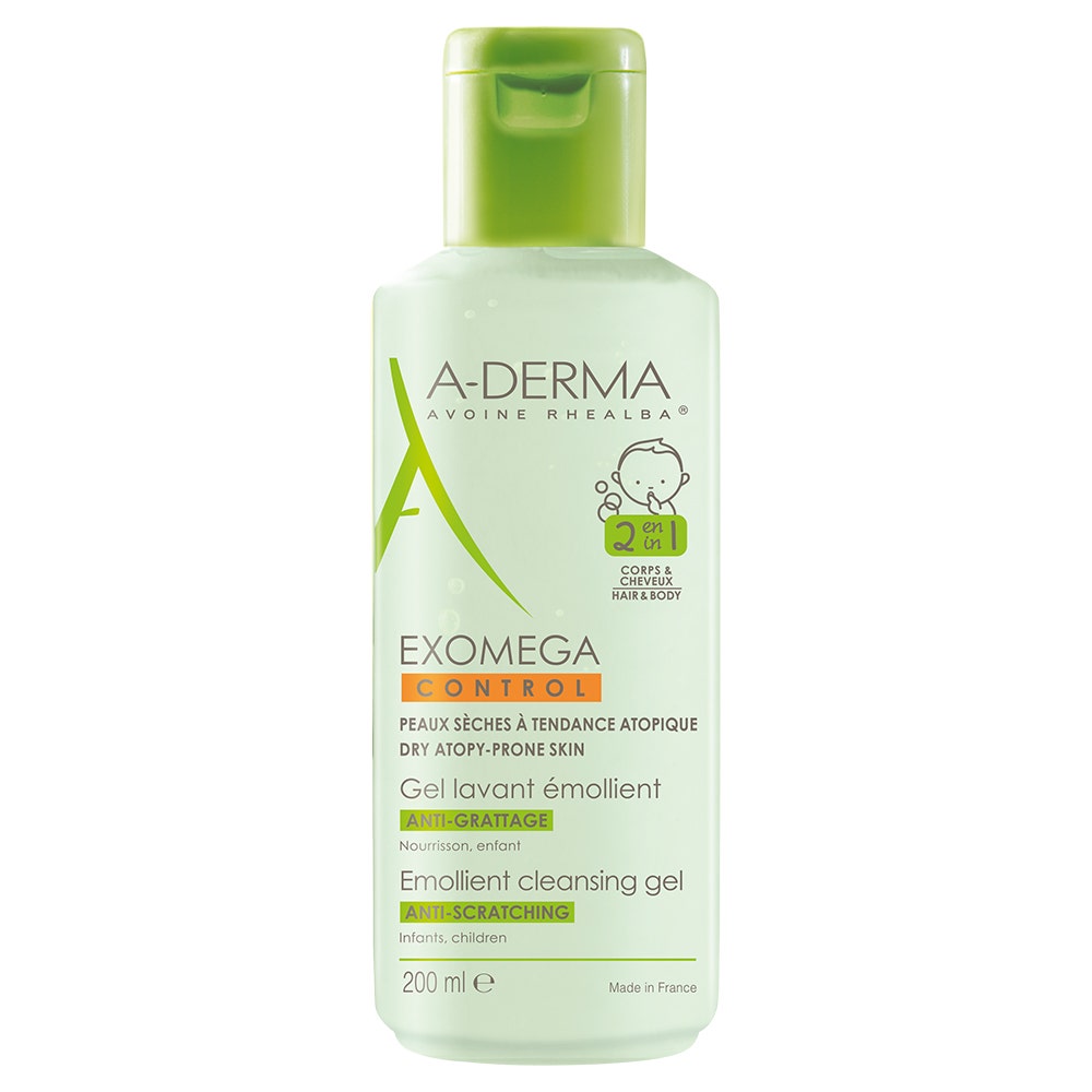 A-Derma Exomega Control Gel Limpiador Emoliente Cuerpo Y Cabello 200ml
